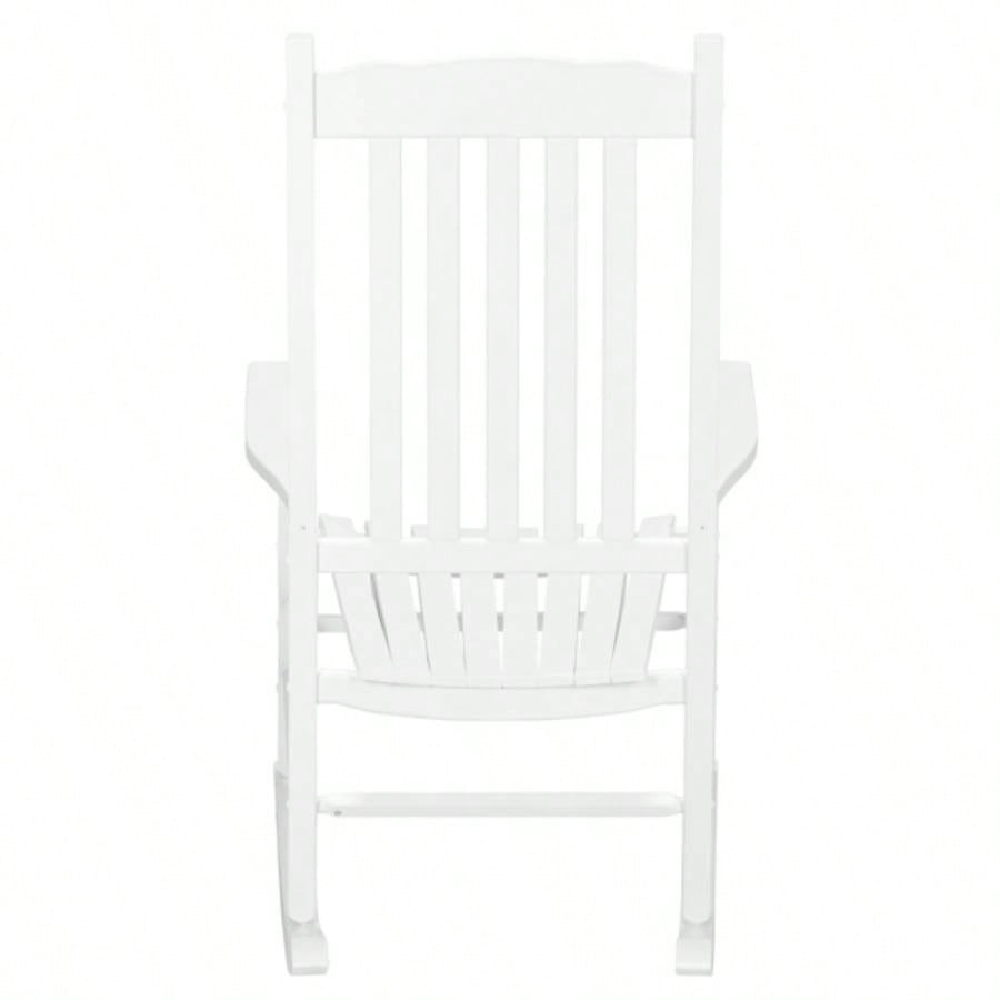 68.5*86*115CM Square Wooden Rocking Chair Wavy Backboard White