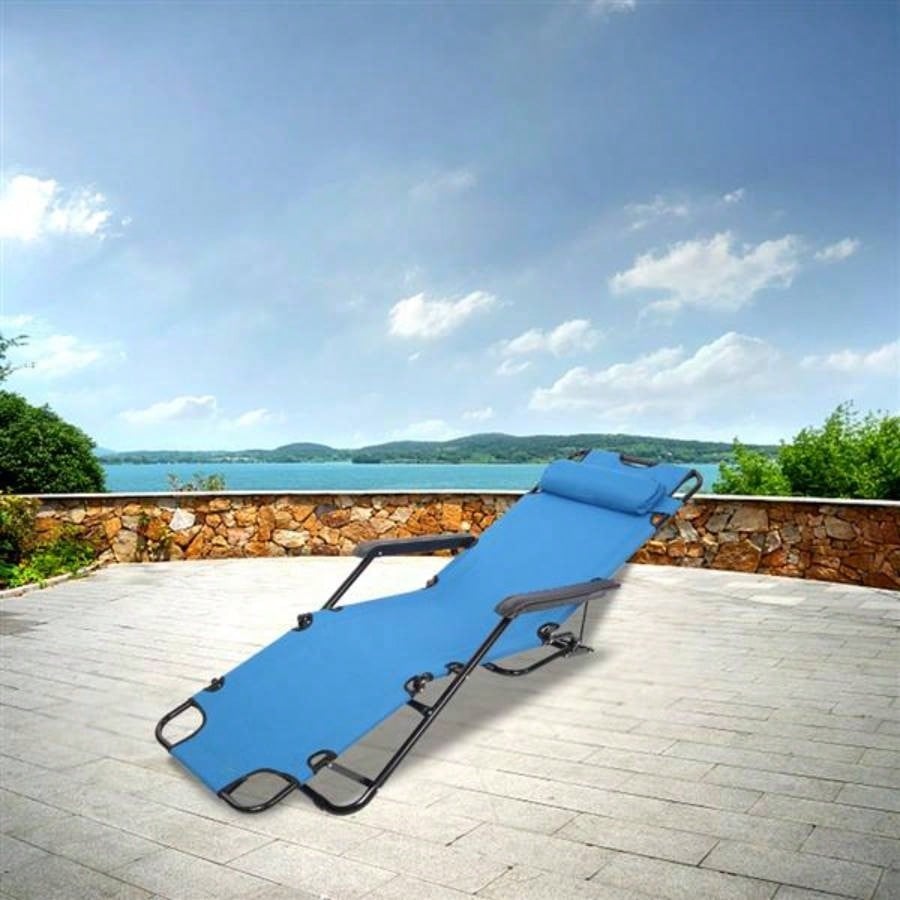 RHC - 202 Portable Dual Purposes Extendable Folding Reclining Chair Blue