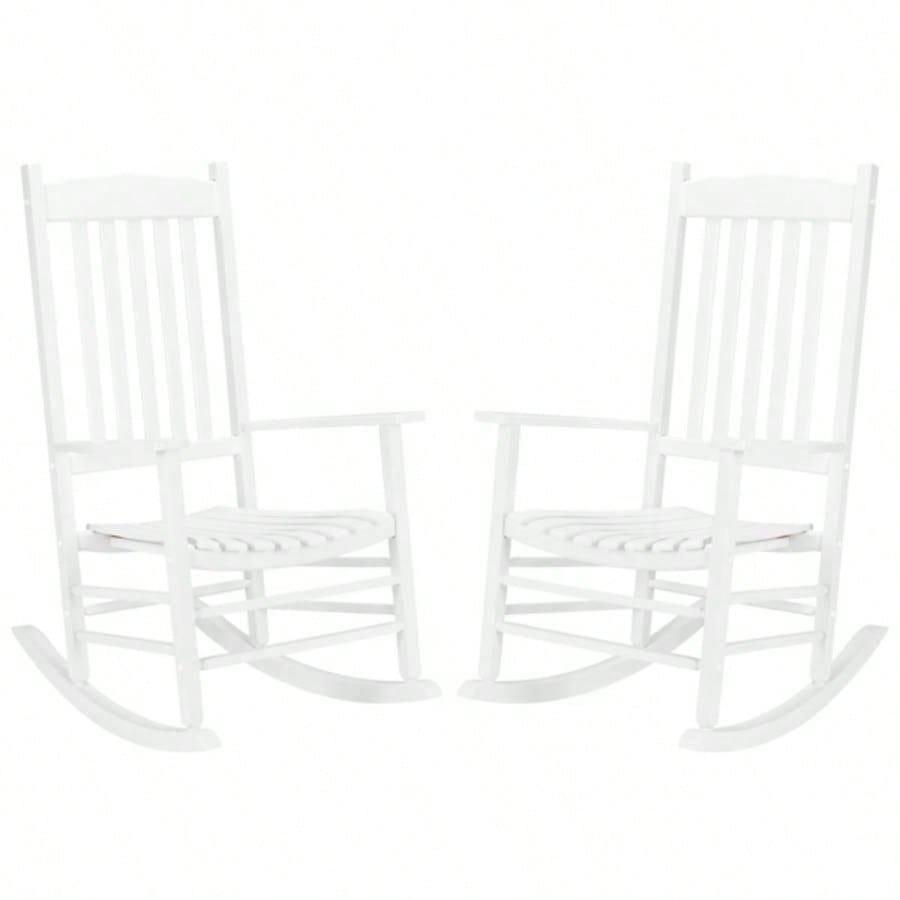 68.5*86*115CM Square Wooden Rocking Chair Wavy Backboard White