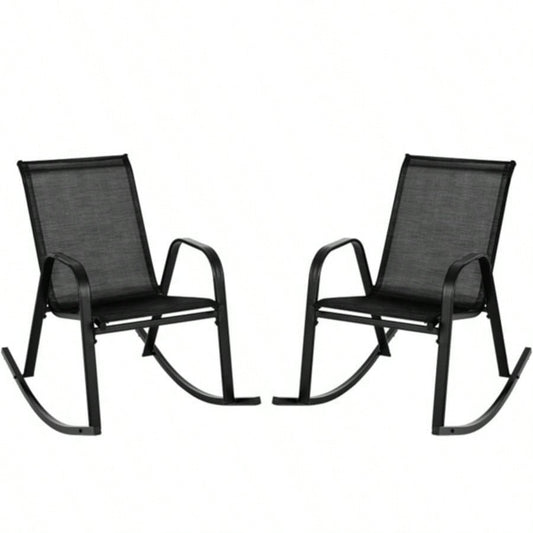 2 PCS Metal Patio Rocking Chair