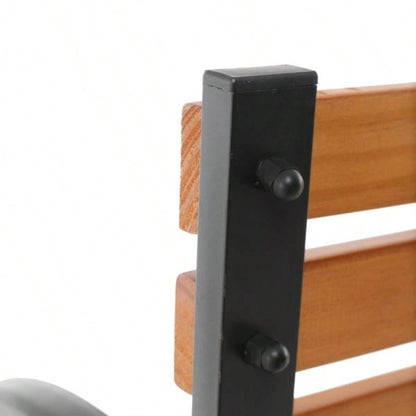 48 Hardwood Slotted Steel Cast Iron Frame Outdoor Patio Garden Park