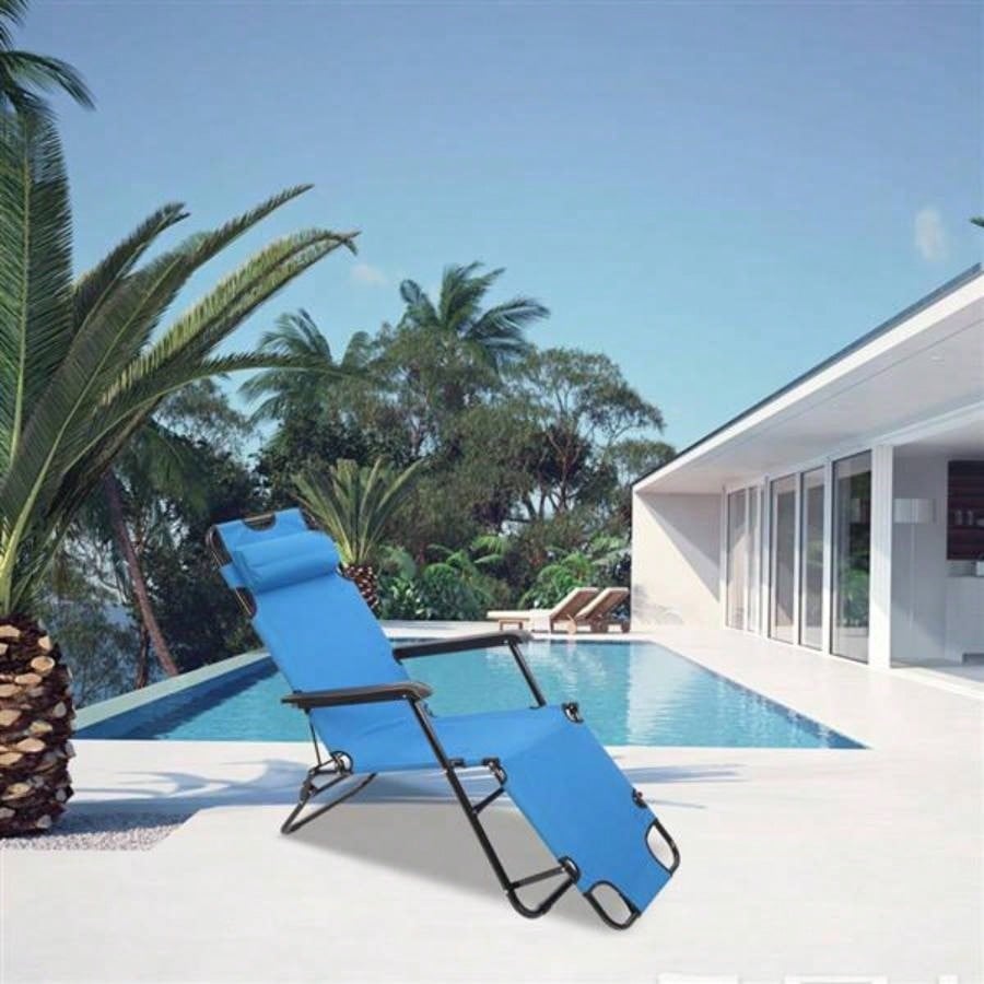 RHC - 202 Portable Dual Purposes Extendable Folding Reclining Chair Blue