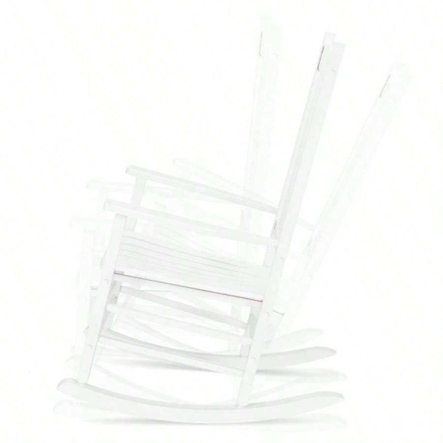 68.5*86*115CM Square Wooden Rocking Chair Wavy Backboard White