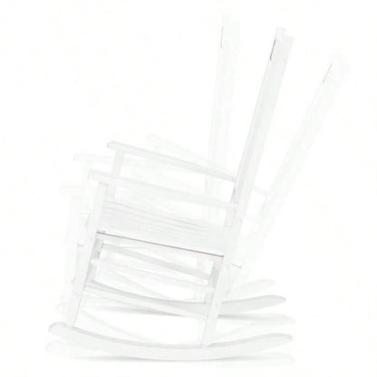 68.5*86*115CM Square Wooden Rocking Chair Wavy Backboard White