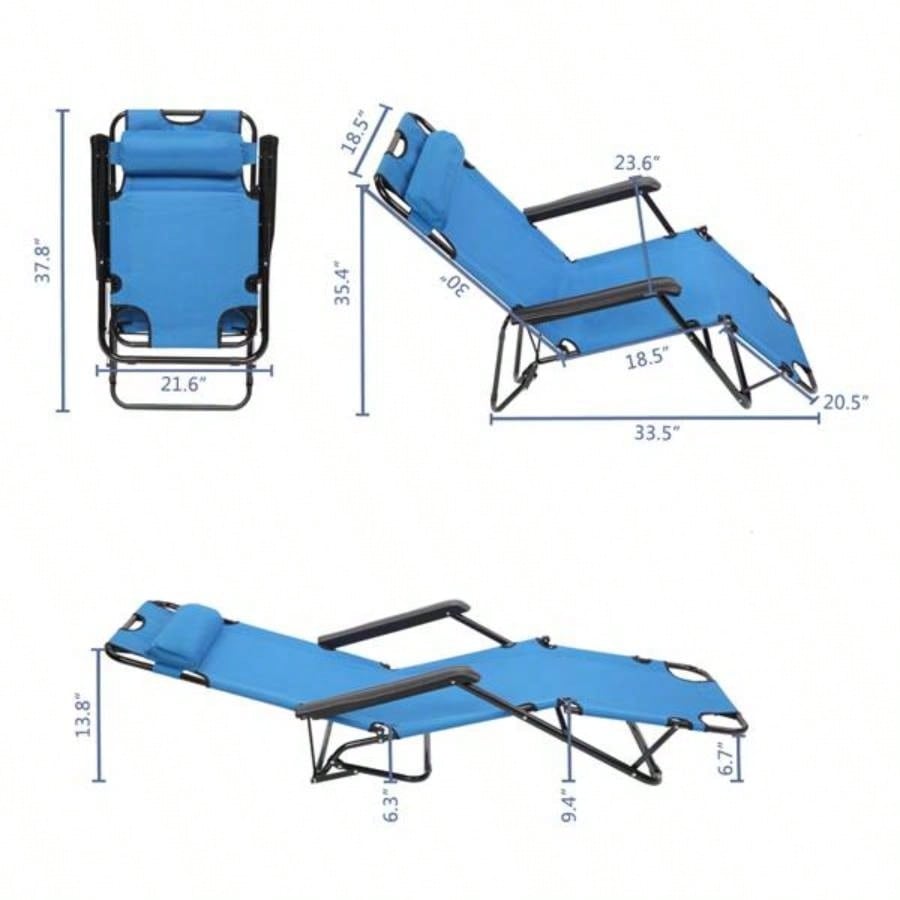 RHC - 202 Portable Dual Purposes Extendable Folding Reclining Chair Blue