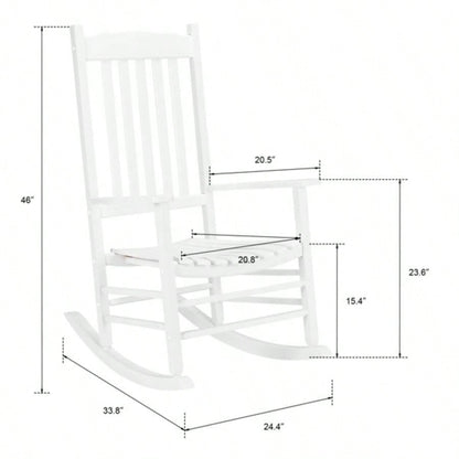 68.5*86*115CM Square Wooden Rocking Chair Wavy Backboard White