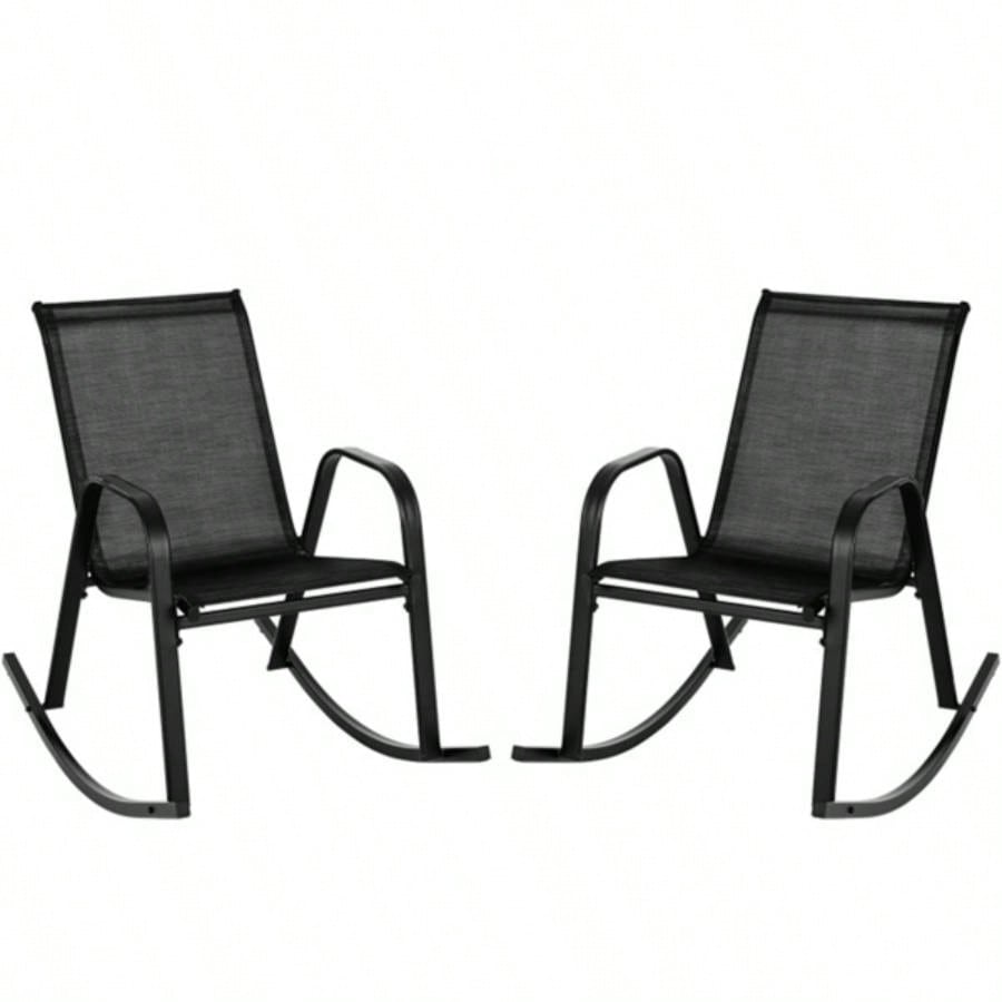 2 PCS Metal Patio Rocking Chair