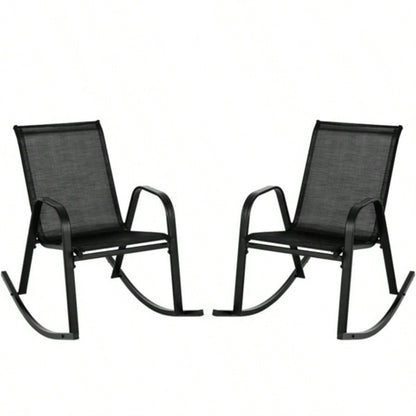 2 PCS Metal Patio Rocking Chair