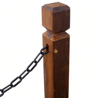 5 FT Wooden Garden Bridge, Stained Wood Footbridge with Chain Railings Backyard Farm, Decorative Pond Bridge, Easy to Assemble Brown