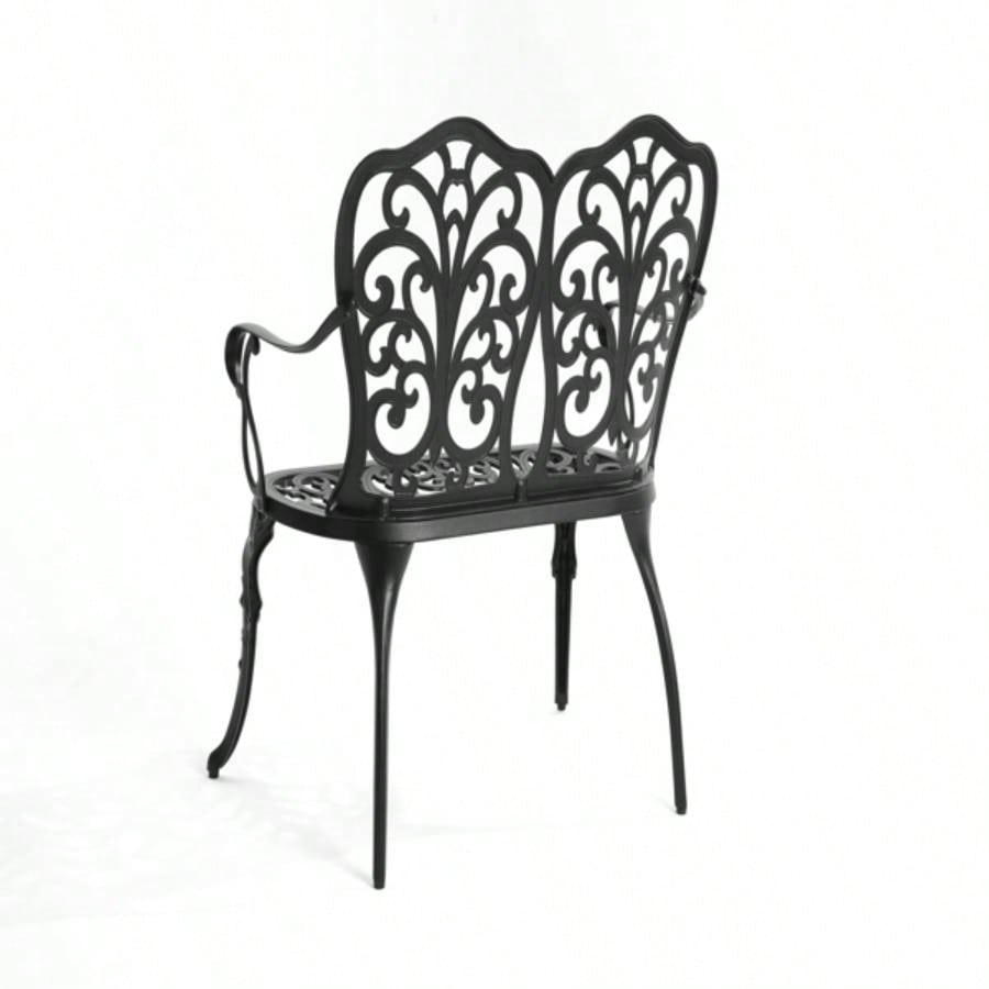 Patio Garden Metal Park Cast Aluminum Outdoor Furniture with Floral Patio, Park, Lawn, Yard Black
