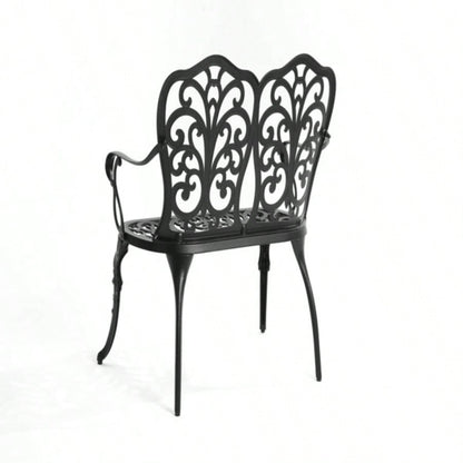 Patio Garden Metal Park Cast Aluminum Outdoor Furniture with Floral Patio, Park, Lawn, Yard Black