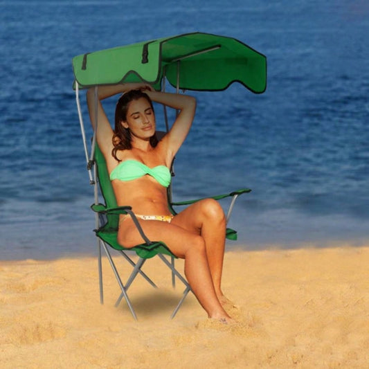 Foldable Beach Canopy Chair Camping Lawn Canopy Chair 330LBS Load Folding/ Cup Holder Beach Poolside Travel Picnic