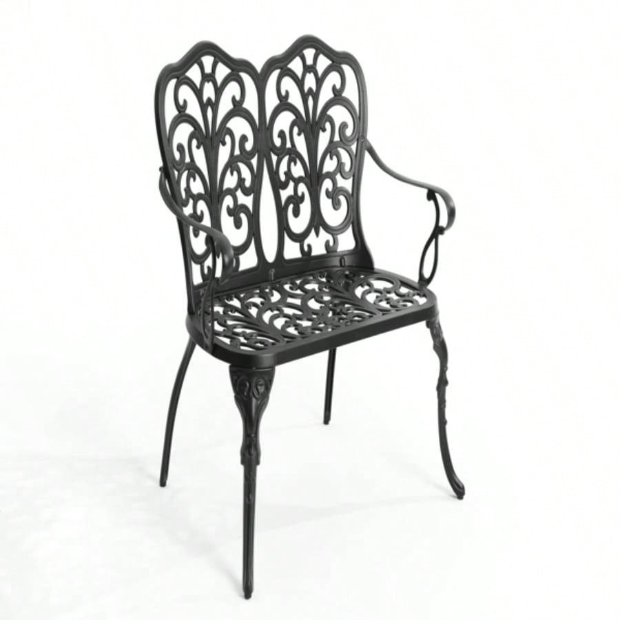 Patio Garden Metal Park Cast Aluminum Outdoor Furniture with Floral Patio, Park, Lawn, Yard Black