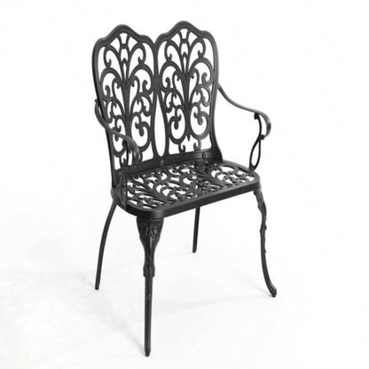 Patio Garden Metal Park Cast Aluminum Outdoor Furniture with Floral Patio, Park, Lawn, Yard Black