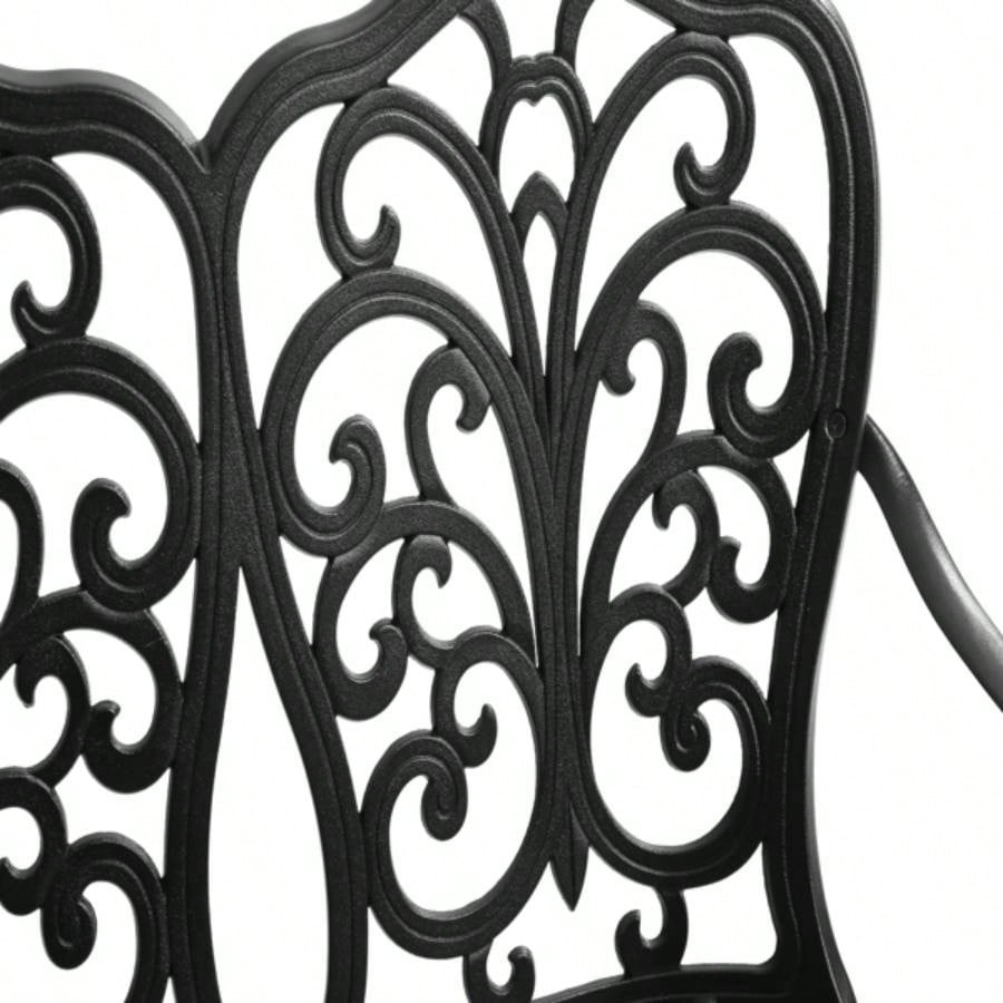 Patio Garden Metal Park Cast Aluminum Outdoor Furniture with Floral Patio, Park, Lawn, Yard Black