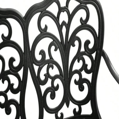 Patio Garden Metal Park Cast Aluminum Outdoor Furniture with Floral Patio, Park, Lawn, Yard Black