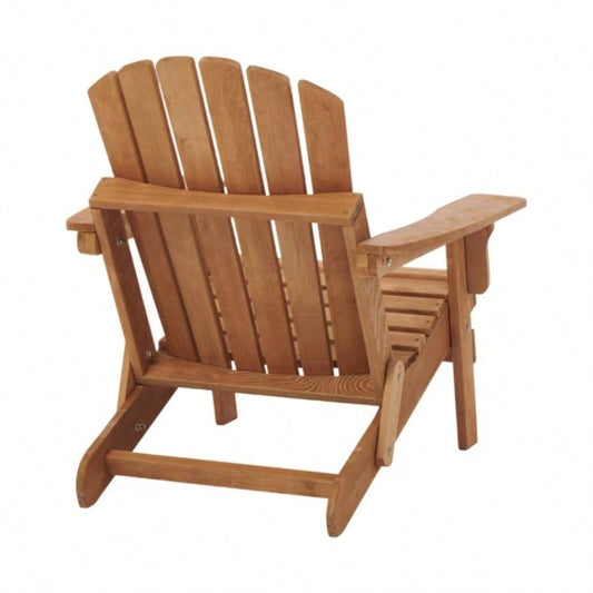 Oversize Wooden Outdoor Folding Adirondack Chair with Pre - Assembled BackRest SeatBoard, Wood Patio Chair Garden Backyard Porch Pool Deck Firepit