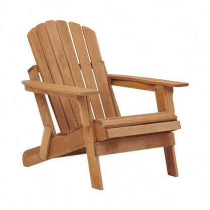 Oversize Wooden Outdoor Folding Adirondack Chair with Pre - Assembled BackRest SeatBoard, Wood Patio Chair Garden Backyard Porch Pool Deck Firepit