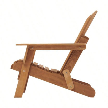 Oversize Wooden Outdoor Folding Adirondack Chair with Pre - Assembled BackRest SeatBoard, Wood Patio Chair Garden Backyard Porch Pool Deck Firepit