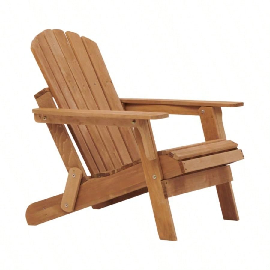 Oversize Wooden Outdoor Folding Adirondack Chair with Pre - Assembled BackRest SeatBoard, Wood Patio Chair Garden Backyard Porch Pool Deck Firepit