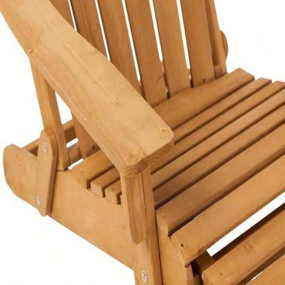 Outdoor Wooden Folding Adirondack Chair with Retractable Ottoman, Pre - Assembled BackRest SeatBoard, Wood Patio Chair Garden Backyard Porch Pool Deck Firepit
