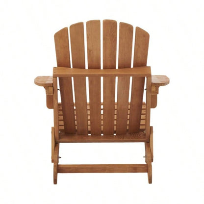 Oversize Wooden Outdoor Folding Adirondack Chair with Pre - Assembled BackRest SeatBoard, Wood Patio Chair Garden Backyard Porch Pool Deck Firepit