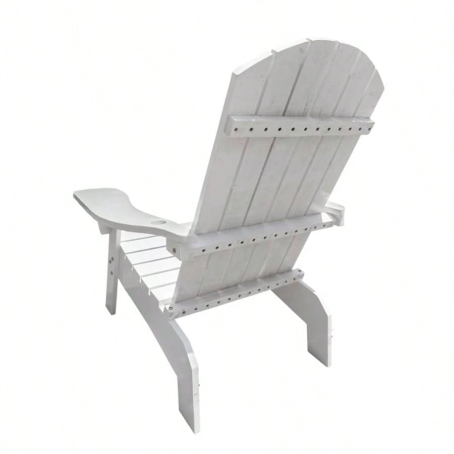 Outdoor or indoor Wood Adirondack chair with an hole to hold on arm, white