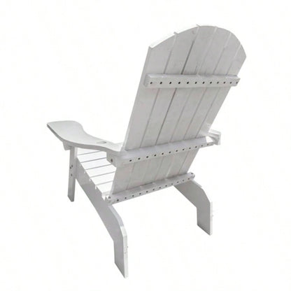 Outdoor or indoor Wood Adirondack chair with an hole to hold on arm, white