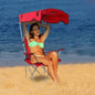 Foldable Beach Canopy Chair Camping Lawn Canopy Chair 330LBS Load Folding/ Cup Holder Beach Poolside Travel Picnic