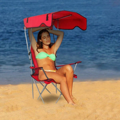 Foldable Beach Canopy Chair Camping Lawn Canopy Chair 330LBS Load Folding/ Cup Holder Beach Poolside Travel Picnic