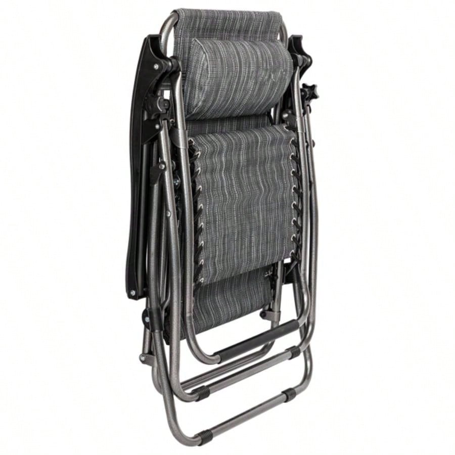 Zero Chair Pack 2, Outdoor Lounge Patio Chairs with Pillow and Utility Tray Adjustable Folding Recliner Deck, Patio, Beach, Yard, Gray
