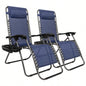 Zero Chair Pack 2, Outdoor Lounge Patio Chairs with Pillow and Utility Tray Adjustable Folding Recliner Deck, Patio, Beach, Yard, Blue