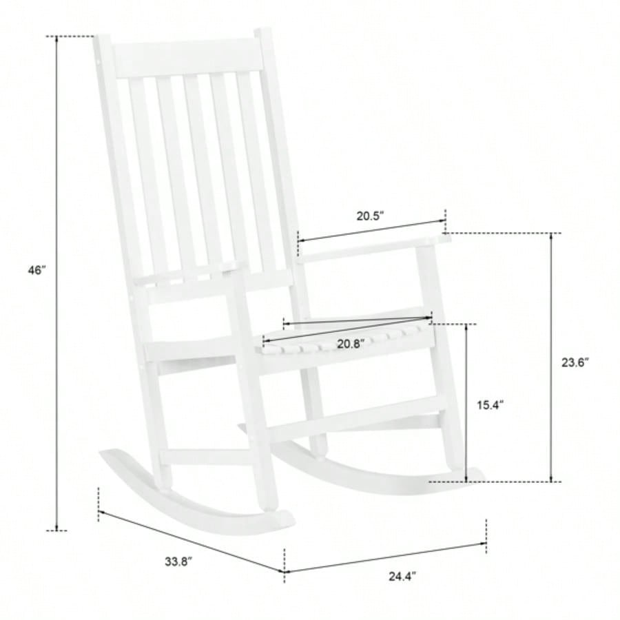 68.5*86*115CM Square Wooden Rocking Chair White