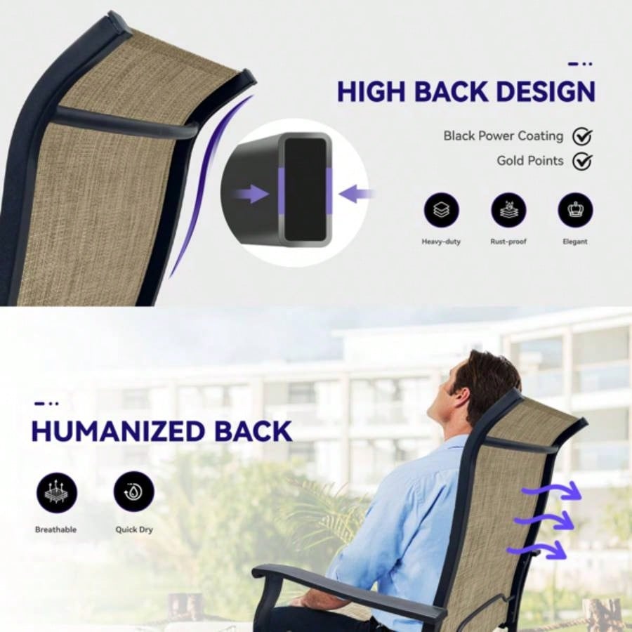 Swivel Dining Chairs Set of 2, Outdoor Swivel Breathable Patio Chairs Lawn Chairs Front Porch Backyard Deck
