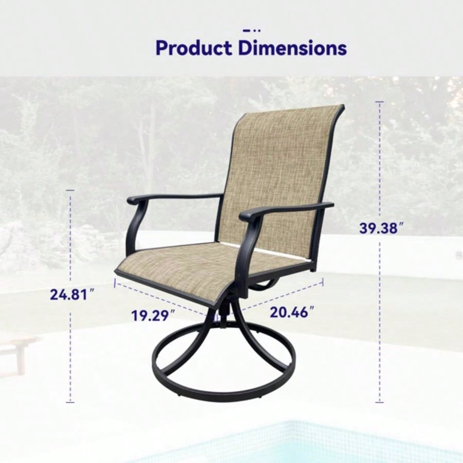 Swivel Dining Chairs Set of 2, Outdoor Swivel Breathable Patio Chairs Lawn Chairs Front Porch Backyard Deck