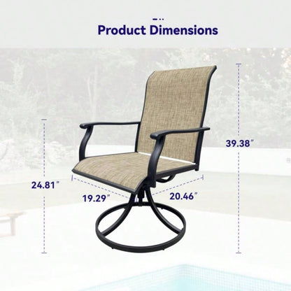 Swivel Dining Chairs Set of 2, Outdoor Swivel Breathable Patio Chairs Lawn Chairs Front Porch Backyard Deck