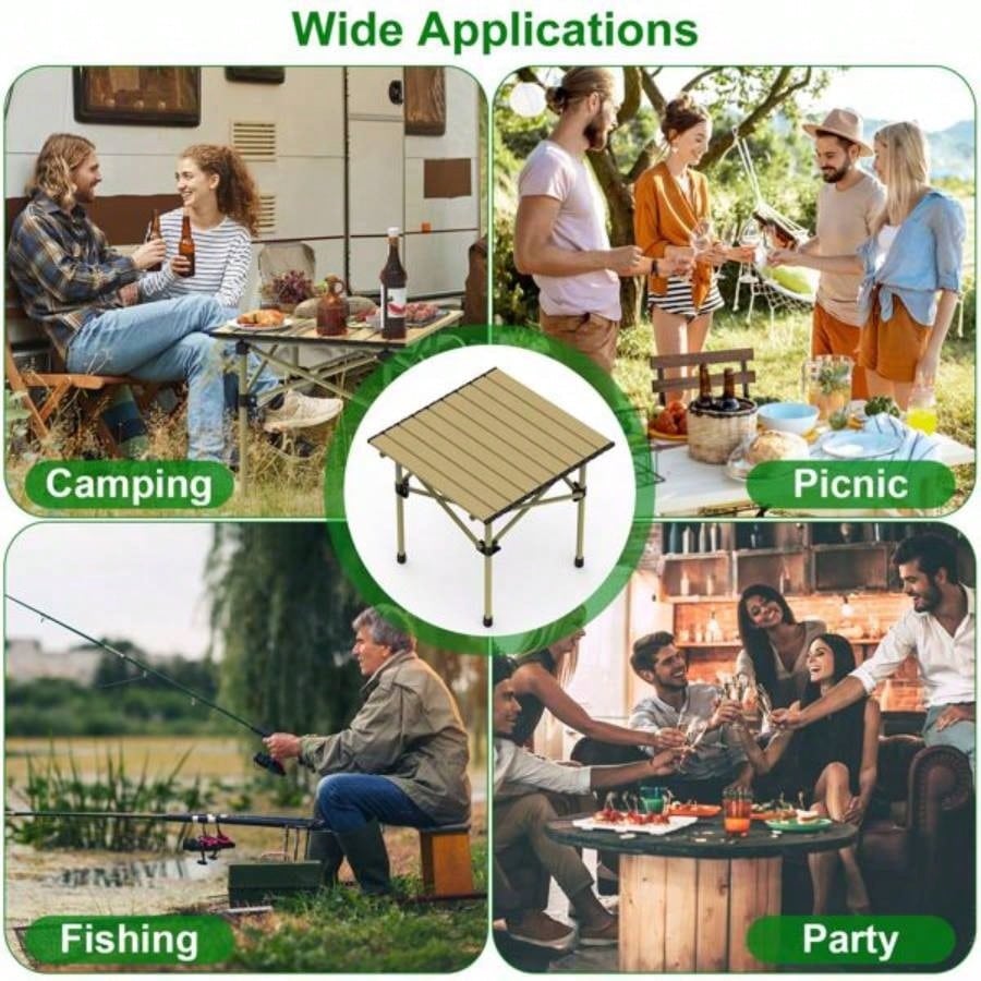 Folding Camping Table, Portable Upgraded Carbon Steel Table with Heavy Duty Carrying Bag, Lightweight Foldable Outdoor Camping Table, Table Picnic and Barbecue, Beach Patio, Table 2 - 3 People