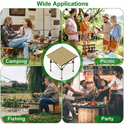 Folding Camping Table, Portable Upgraded Carbon Steel Table with Heavy Duty Carrying Bag, Lightweight Foldable Outdoor Camping Table, Table Picnic and Barbecue, Beach Patio, Table 2 - 3 People