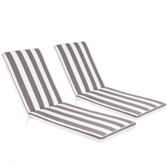 2PCS Set Outdoor Lounge Chair Cushion Patio Funiture Cushion Chaise Lounge Cushion - white
