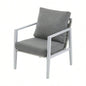 Silver Aluminum Lounge Chair with Sleek Rope Accents and Comfortable Cushions, Modern Outdoor and Indoor Spaces