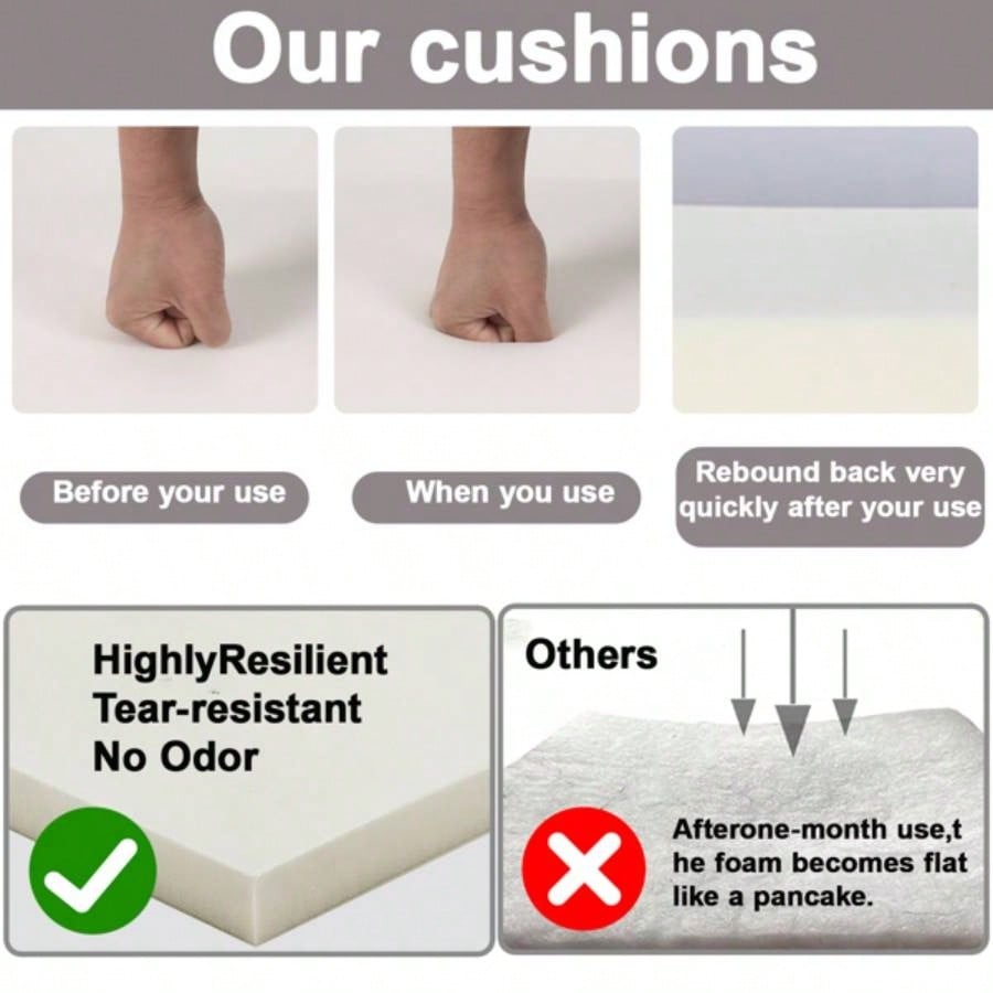 2PCS Set Outdoor Lounge Chair Cushion Patio Funiture Cushion Chaise Lounge Cushion - white