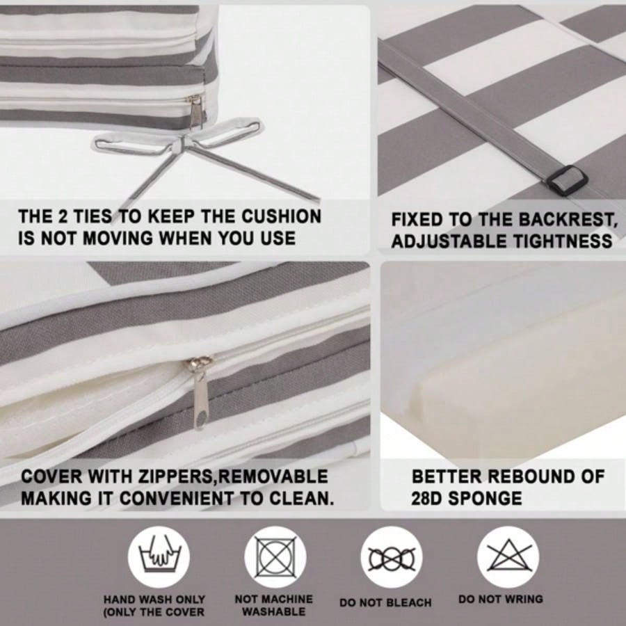 2PCS Set Outdoor Lounge Chair Cushion Patio Funiture Cushion Chaise Lounge Cushion - white