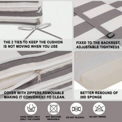 2PCS Set Outdoor Lounge Chair Cushion Patio Funiture Cushion Chaise Lounge Cushion - white