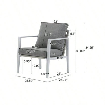 Silver Aluminum Lounge Chair with Sleek Rope Accents and Comfortable Cushions, Modern Outdoor and Indoor Spaces