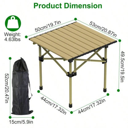 Folding Camping Table, Portable Upgraded Carbon Steel Table with Heavy Duty Carrying Bag, Lightweight Foldable Outdoor Camping Table, Table Picnic and Barbecue, Beach Patio, Table 2 - 3 People