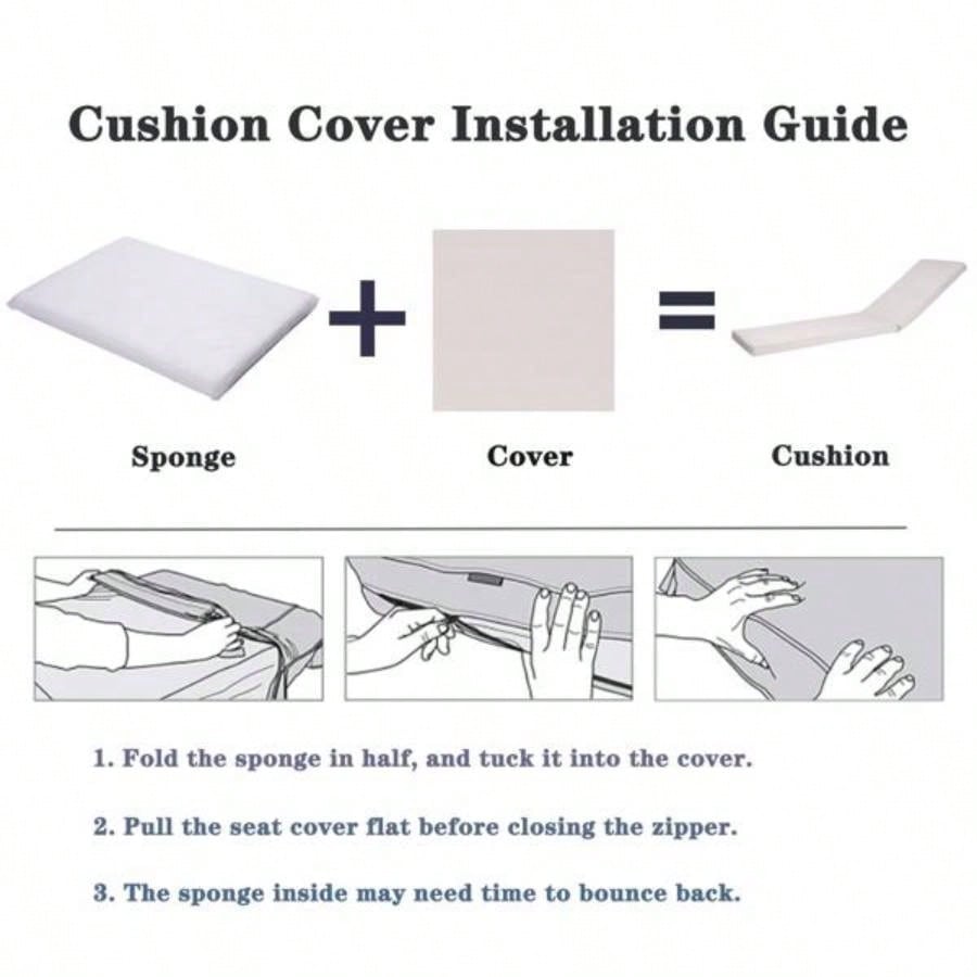 2PCS Set Outdoor Lounge Chair Cushion Patio Funiture Cushion Chaise Lounge Cushion - white