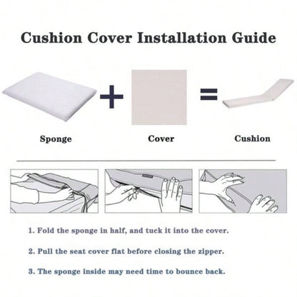 2PCS Set Outdoor Lounge Chair Cushion Patio Funiture Cushion Chaise Lounge Cushion - white