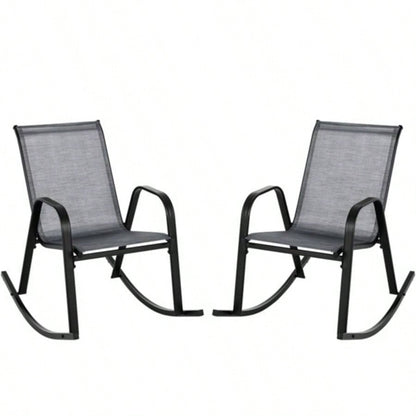 2 PCS Metal Patio Rocking Chair