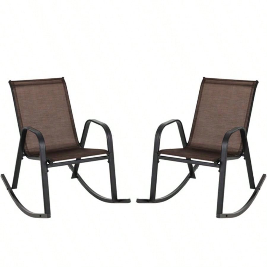 2 PCS Metal Patio Rocking Chair