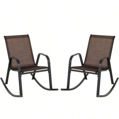 2 PCS Metal Patio Rocking Chair